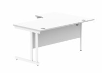 Radial Cantilever Desk & Pedestal Bundle | Desk 1600w | Left Handed | 3 Drawer Pedestal | Arctic White | White | Everyday VALUE