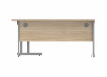 Radial Cantilever Desk & Pedestal Bundle | Desk 1600w | Right Handed | 3 Drawer Pedestal | Canadian Oak | Silver | Everyday VALUE