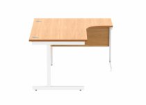 Radial Cantilever Desk & Pedestal Bundle | Desk 1600w | Right Handed | 3 Drawer Pedestal | Norweigan Beech | White | Everyday VALUE
