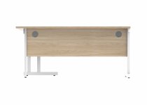Radial Cantilever Desk & Pedestal Bundle | Desk 1600w | Right Handed | 3 Drawer Pedestal | Canadian Oak | White | Everyday VALUE