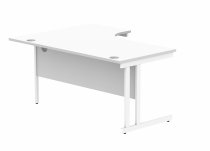 Radial Cantilever Desk & Pedestal Bundle | Desk 1600w | Right Handed | 3 Drawer Pedestal | Arctic White | White | Everyday VALUE