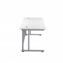 Everyday Straight Desk | Double Upright Cantilever | 1200mm x 800mm | White Top | Silver Frame