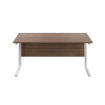Everyday Straight Desk | Double Upright Cantilever | 1400mm x 800mm | Dark Walnut Top | White Frame