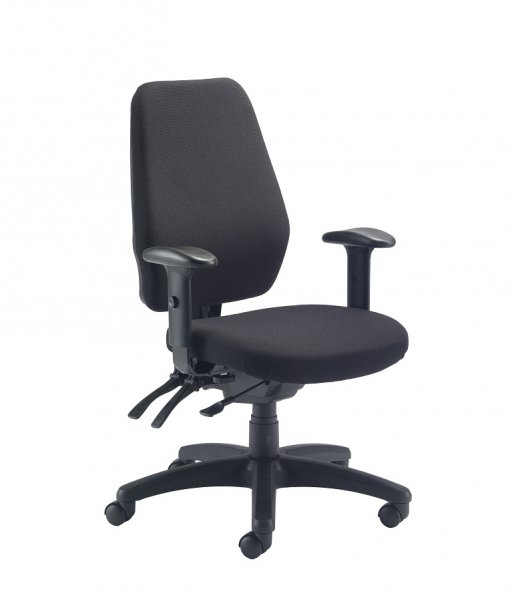 Heavy Duty Ergonomic Chair | 24 Hour Approved | Adjustable Arms | Black | Call Centre