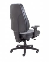 Heavy Duty Ergonomic Chair | Real Leather | 24 Hour Approved | Adjustable Arms | Black | Panther