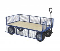 General Purpose Truck | Plywood Deck | 1500w x 750d mm | Pneumatic Wheels | Max Load 500kg | Mesh Sides & Ends | Apollo