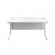 Everyday Straight Desk | Double Upright Cantilever | 1400mm x 800mm | White Top | White Frame