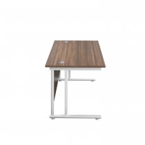 Everyday Straight Desk | Double Upright Cantilever | 1600mm x 800mm | Dark Walnut Top | White Frame