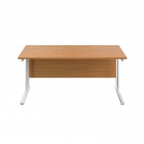 Everyday Straight Desk | Double Upright Cantilever | 1600mm x 800mm | Nova Oak Top | White Frame