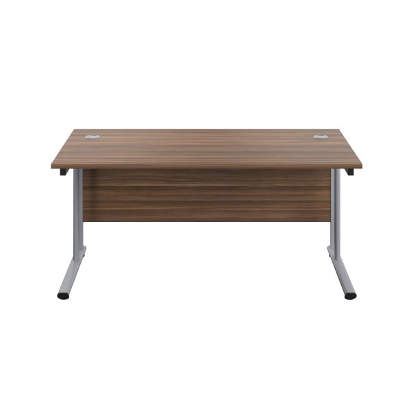 Everyday Straight Desk | Double Upright Cantilever | 1800mm x 800mm | Dark Walnut Top | Silver Frame