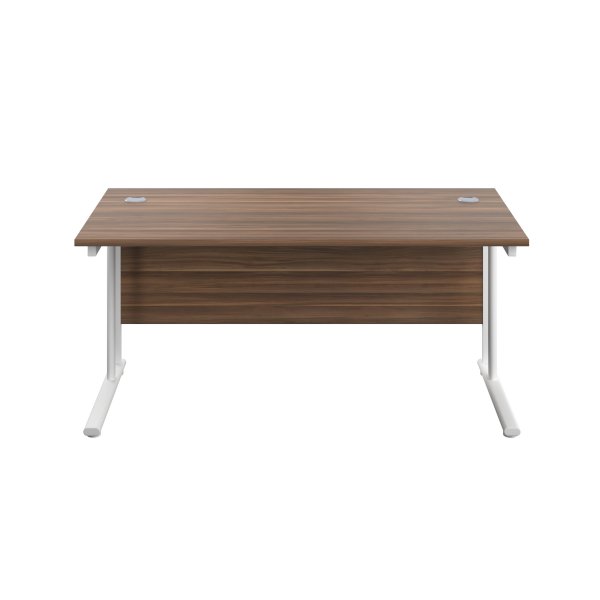 Everyday Straight Desk | Double Upright Cantilever | 1800mm x 800mm | Dark Walnut Top | White Frame