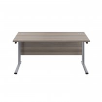Everyday Straight Desk | Double Upright Cantilever | 1800mm x 800mm | Grey Oak Top | Silver Frame