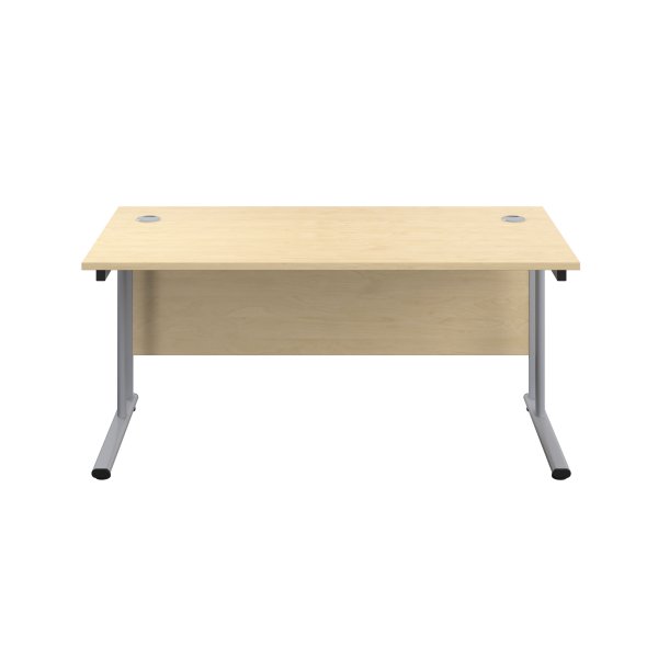 Everyday Straight Desk | Double Upright Cantilever | 1800mm x 800mm | Maple Top | Silver Frame