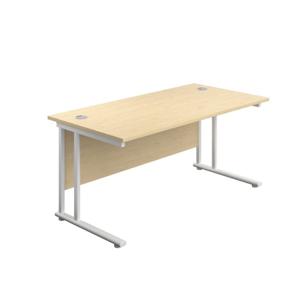 Everyday Straight Desk | Double Upright Cantilever | 1800mm x 800mm | Maple Top | White Frame