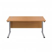 Everyday Straight Desk | Double Upright Cantilever | 1800mm x 800mm | Nova Oak Top | Silver Frame