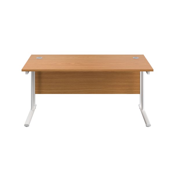 Everyday Straight Desk | Double Upright Cantilever | 1800mm x 800mm | Nova Oak Top | White Frame
