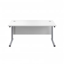 Everyday Straight Desk | Double Upright Cantilever | 1800mm x 800mm | White Top | Silver Frame