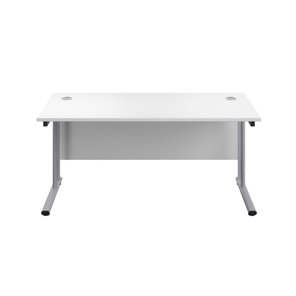 Everyday Straight Desk | Double Upright Cantilever | 1800mm x 800mm | White Top | Silver Frame