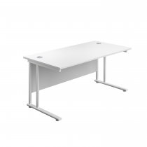 Everyday Straight Desk | Double Upright Cantilever | 1800mm x 800mm | White Top | White Frame