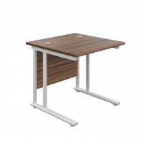 Everyday Straight Desk | Double Upright Cantilever | 800mm x 800mm | Dark Walnut Top | White Frame