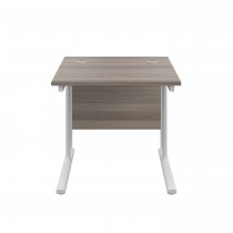 Everyday Straight Desk | Double Upright Cantilever | 800mm x 800mm | Grey Oak Top | White Frame