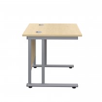 Everyday Straight Desk | Double Upright Cantilever | 800mm x 800mm | Maple Top | Silver Frame