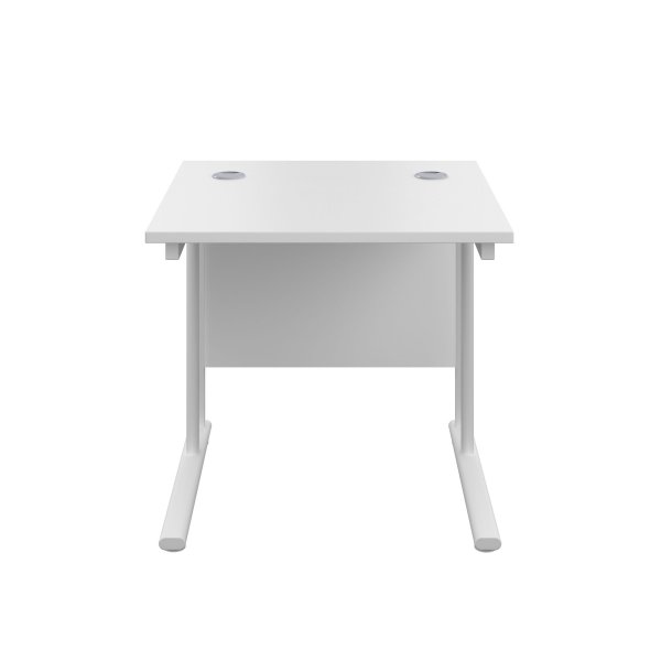Everyday Straight Desk | Double Upright Cantilever | 800mm x 800mm | White Top | White Frame