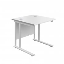 Everyday Straight Desk | Double Upright Cantilever | 800mm x 800mm | White Top | White Frame