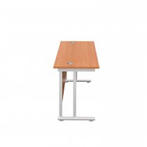 Everyday Straight Desk | Double Upright Cantilever | 1200mm x 600mm | Beech Top | White Frame