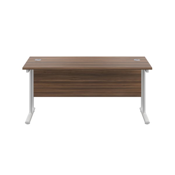 Everyday Straight Desk | Double Upright Cantilever | 1200mm x 600mm | Dark Walnut Top | White Frame