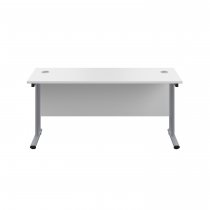 Everyday Straight Desk | Double Upright Cantilever | 1200mm x 600mm | White Top | Silver Frame