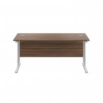 Everyday Straight Desk | Double Upright Cantilever | 1400mm x 600mm | Dark Walnut Top | White Frame