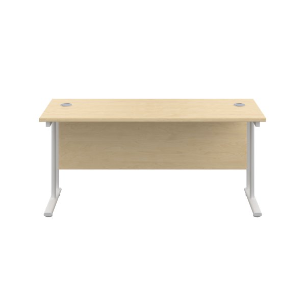 Everyday Straight Desk | Double Upright Cantilever | 1400mm x 600mm | Maple Top | White Frame