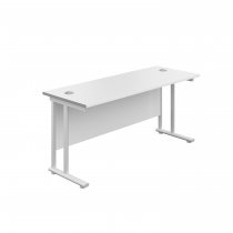 Everyday Straight Desk | Double Upright Cantilever | 1400mm x 600mm | White Top | White Frame