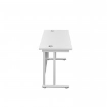 Everyday Straight Desk | Double Upright Cantilever | 1600mm x 600mm | White Top | White Frame