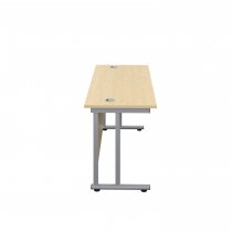 Everyday Straight Desk | Double Upright Cantilever | 1800mm x 600mm | Maple Top | Silver Frame