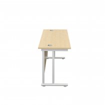 Everyday Straight Desk | Double Upright Cantilever | 1800mm x 600mm | Maple Top | White Frame