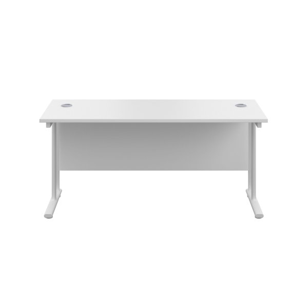 Everyday Straight Desk | Double Upright Cantilever | 1800mm x 600mm | White Top | White Frame