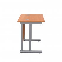 Everyday Straight Desk | Double Upright Cantilever | 800mm x 600mm | Beech Top | Silver Frame