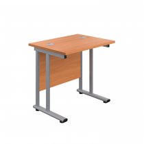 Everyday Straight Desk | Double Upright Cantilever | 800mm x 600mm | Beech Top | Silver Frame