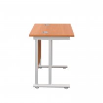 Everyday Straight Desk | Double Upright Cantilever | 800mm x 600mm | Beech Top | White Frame