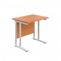 Everyday Straight Desk | Double Upright Cantilever | 800mm x 600mm | Beech Top | White Frame