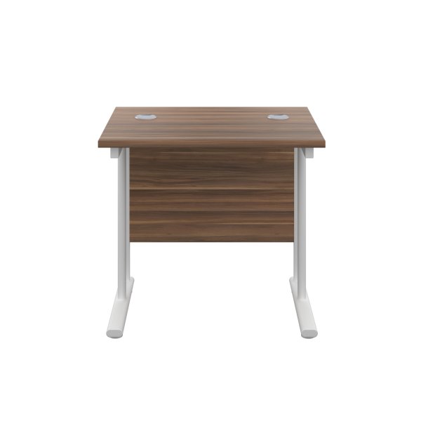 Everyday Straight Desk | Double Upright Cantilever | 800mm x 600mm | Dark Walnut Top | White Frame