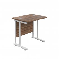 Everyday Straight Desk | Double Upright Cantilever | 800mm x 600mm | Dark Walnut Top | White Frame
