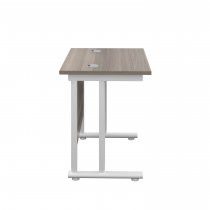 Everyday Straight Desk | Double Upright Cantilever | 800mm x 600mm | Grey Oak Top | White Frame
