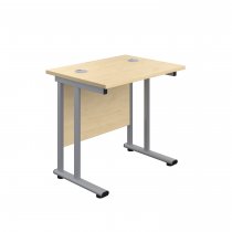 Everyday Straight Desk | Double Upright Cantilever | 800mm x 600mm | Maple Top | Silver Frame