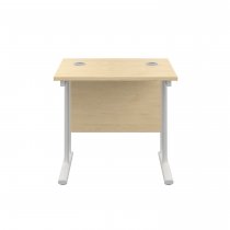 Everyday Straight Desk | Double Upright Cantilever | 800mm x 600mm | Maple Top | White Frame