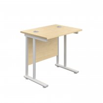 Everyday Straight Desk | Double Upright Cantilever | 800mm x 600mm | Maple Top | White Frame