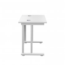 Everyday Straight Desk | Double Upright Cantilever | 800mm x 600mm | White Top | White Frame