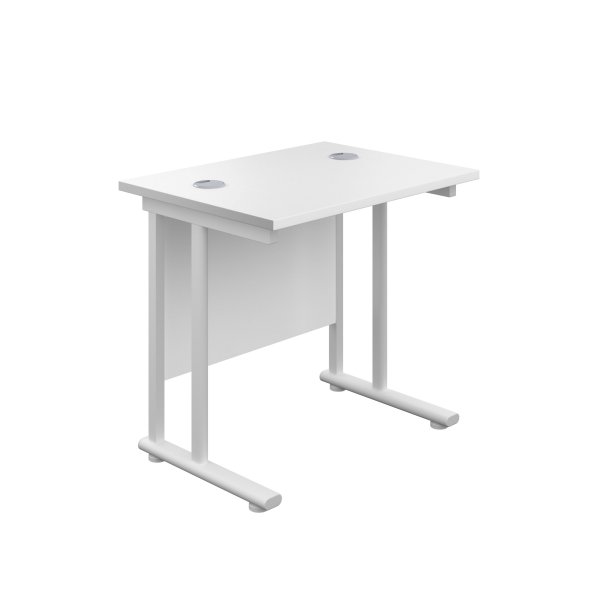 Everyday Straight Desk | Double Upright Cantilever | 800mm x 600mm | White Top | White Frame